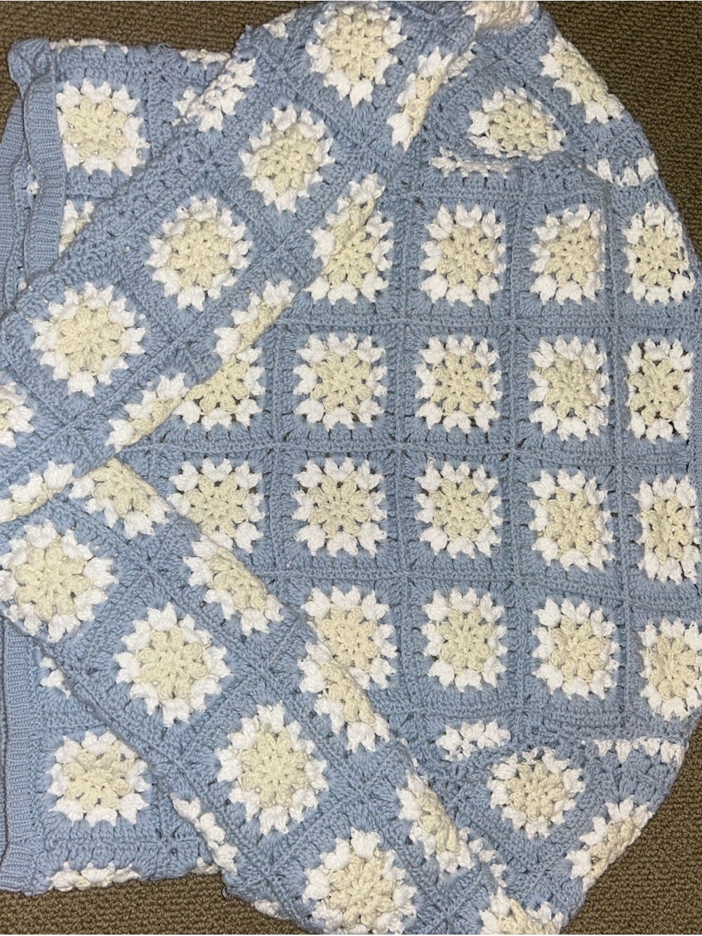 Zara Light Blue & Cream Crochet Square-Panel Cardigan - Picture 4 of 4